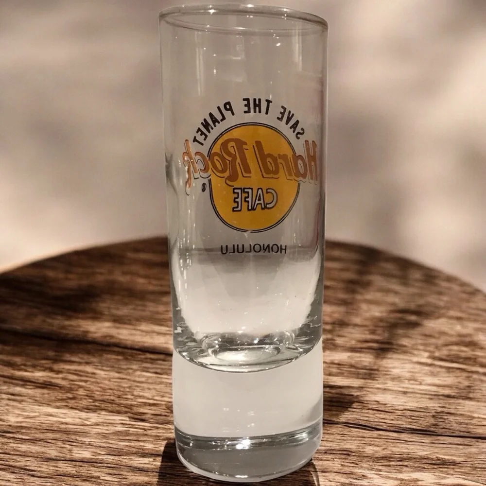 Genuine Hard rock café Honolulu logo collectible‎ tall shot glass 4”